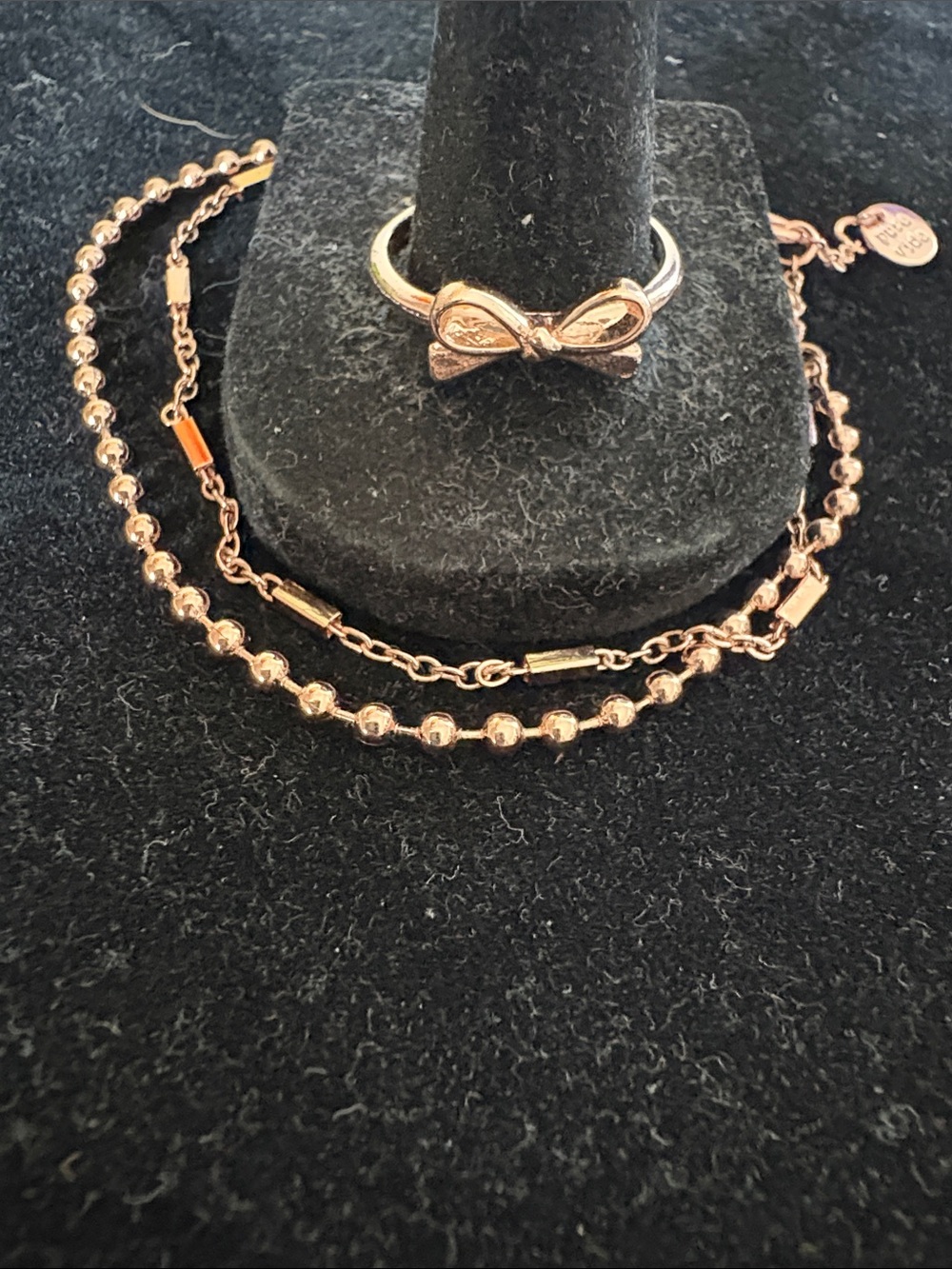 Pure Vida 2 Strand Chain RoseGoldwith Coordinating Bow Ring Unbranded